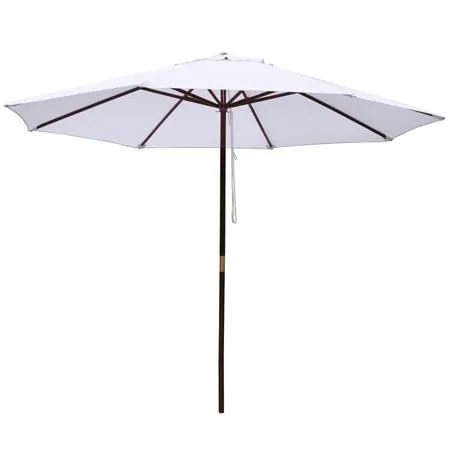 10 Foot Patio Furniture Wood Market Umbrella White