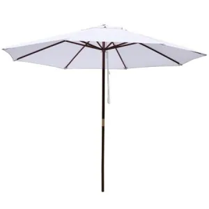 10 Foot Patio Furniture Wood Market Umbrella White