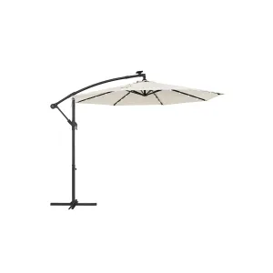 10 ft Cantilever Patio Umbrella with Solar-Powered LED Lights