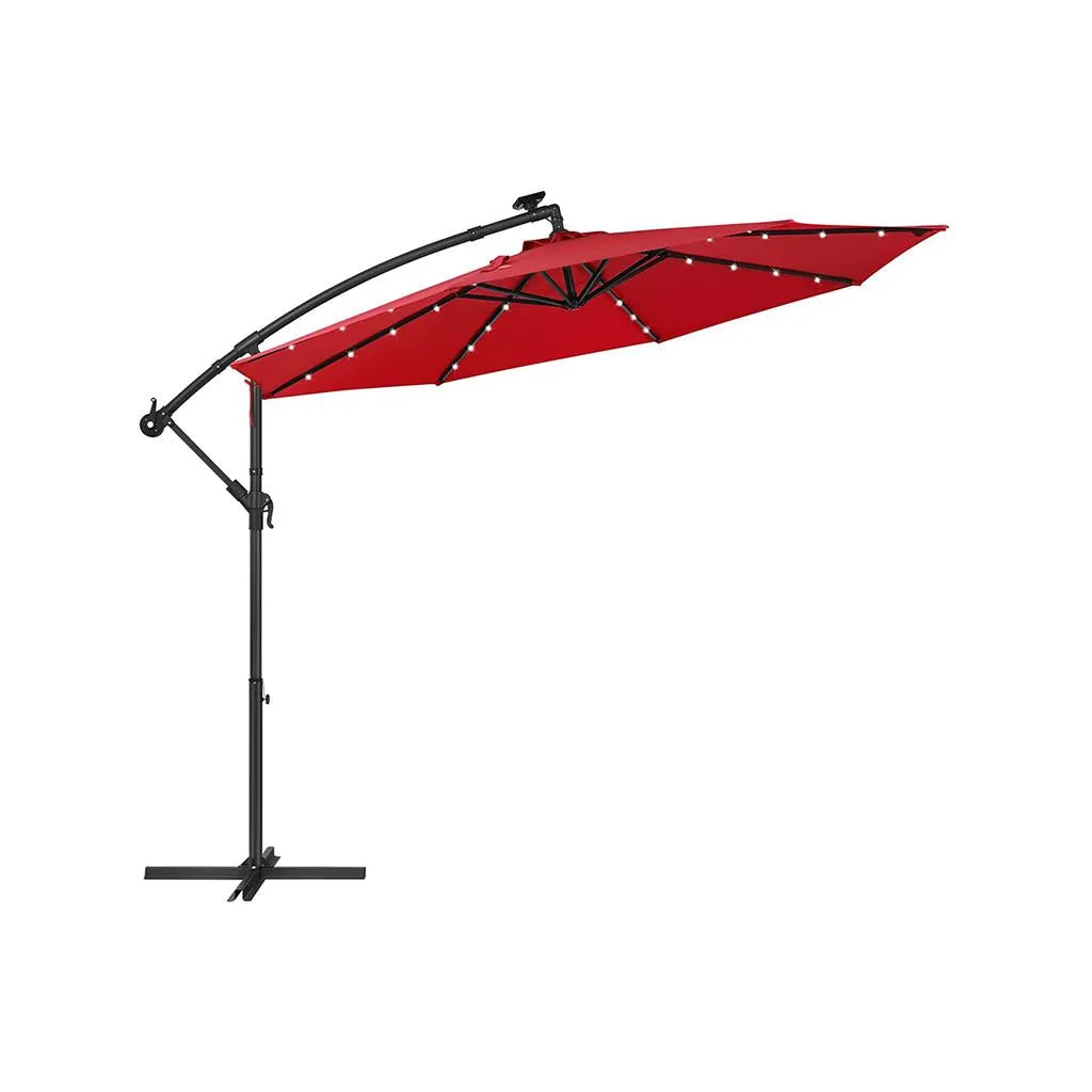 10 ft Cantilever Patio Umbrella with Solar-Powered LED Lights