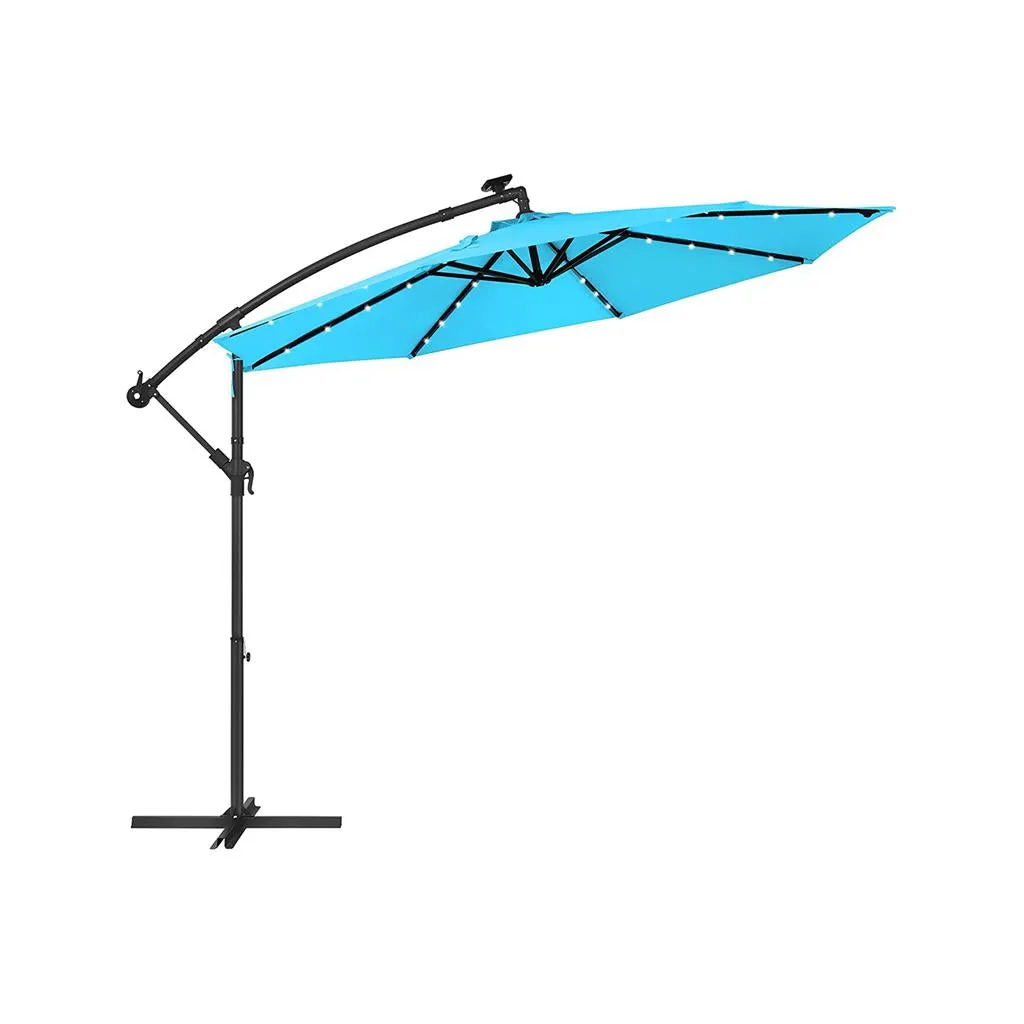 10 ft Cantilever Patio Umbrella with Solar-Powered LED Lights