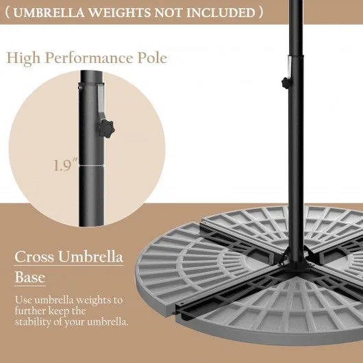 10 Inch Patio Hanging Solar LED Umbrella Sun Shade with Cross Base-Beige