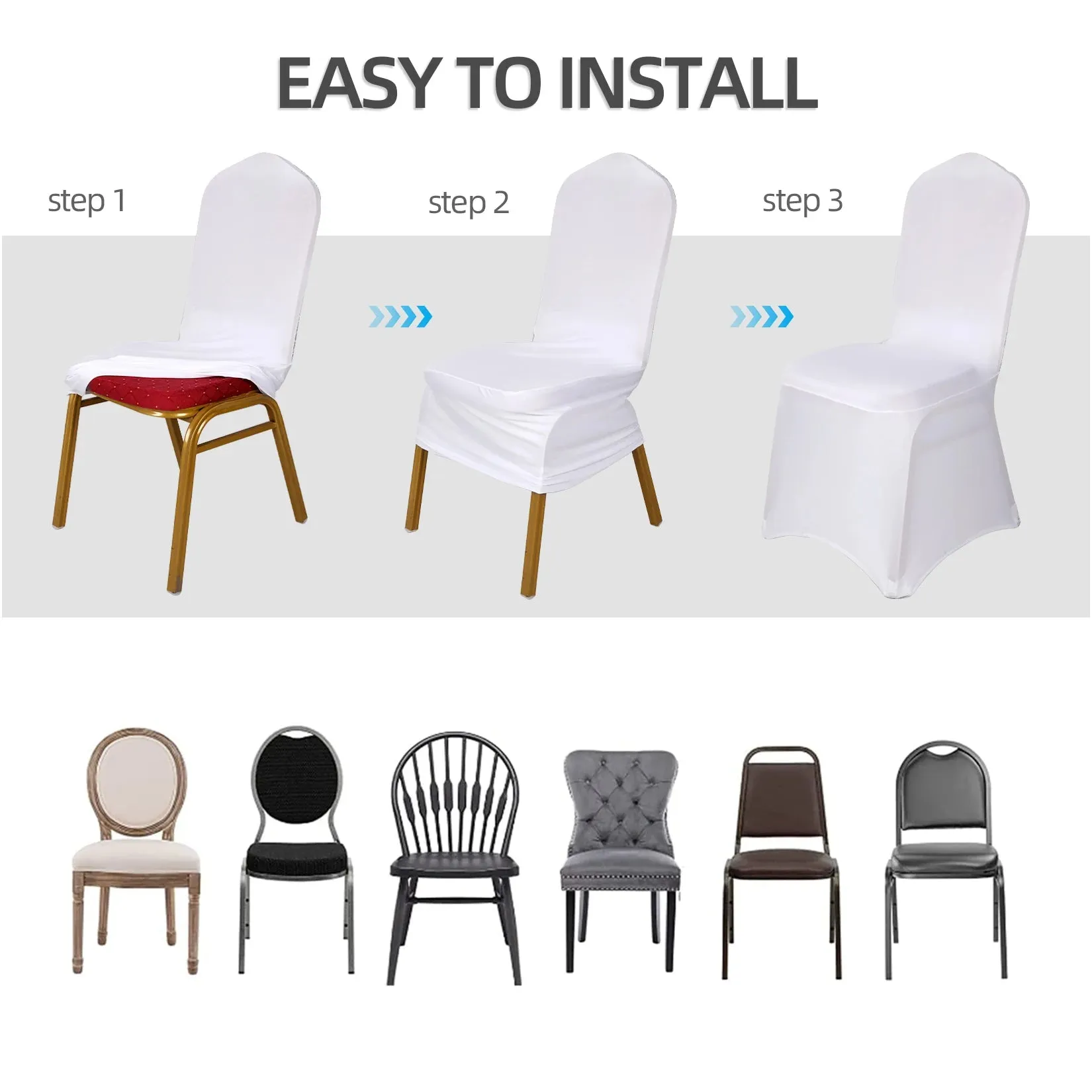 100 Piece Polyester Folding Chair Covers 10 / 50 / For Weddings Banquets