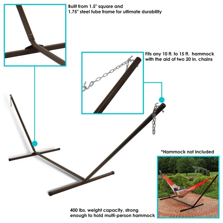 15' Heavy-Duty Steel Hammock Stand - Bronze