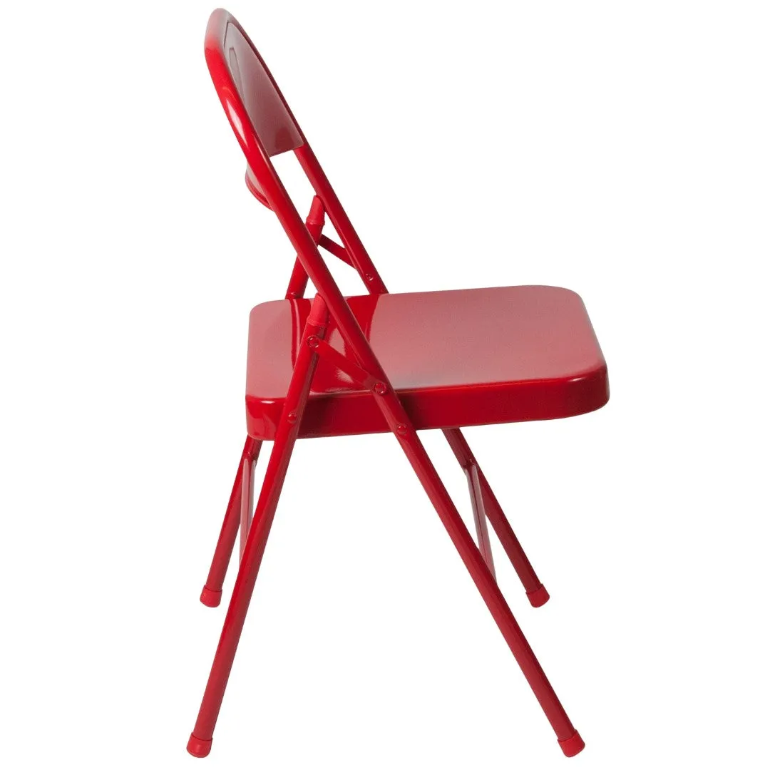 2-Pack Commercial Grade Folding Chairs, Double Braced Metal, Beige Finish