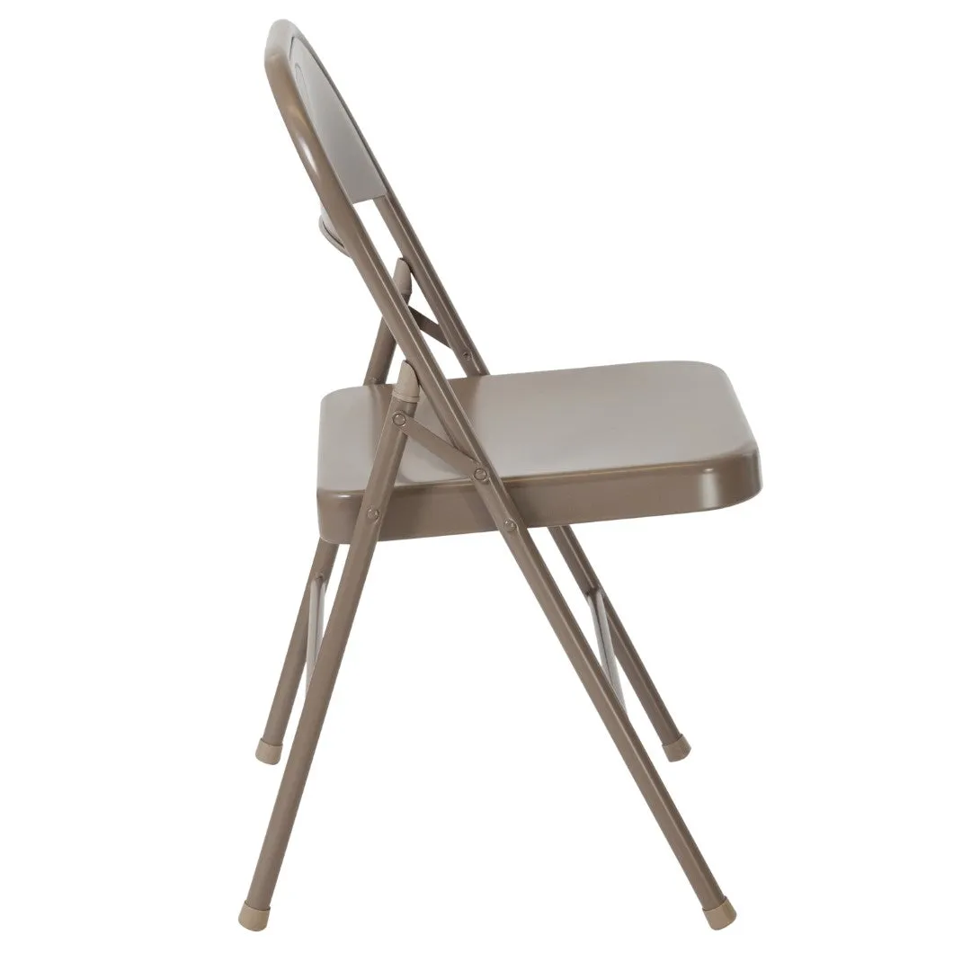 2-Pack Commercial Grade Folding Chairs, Double Braced Metal, Beige Finish
