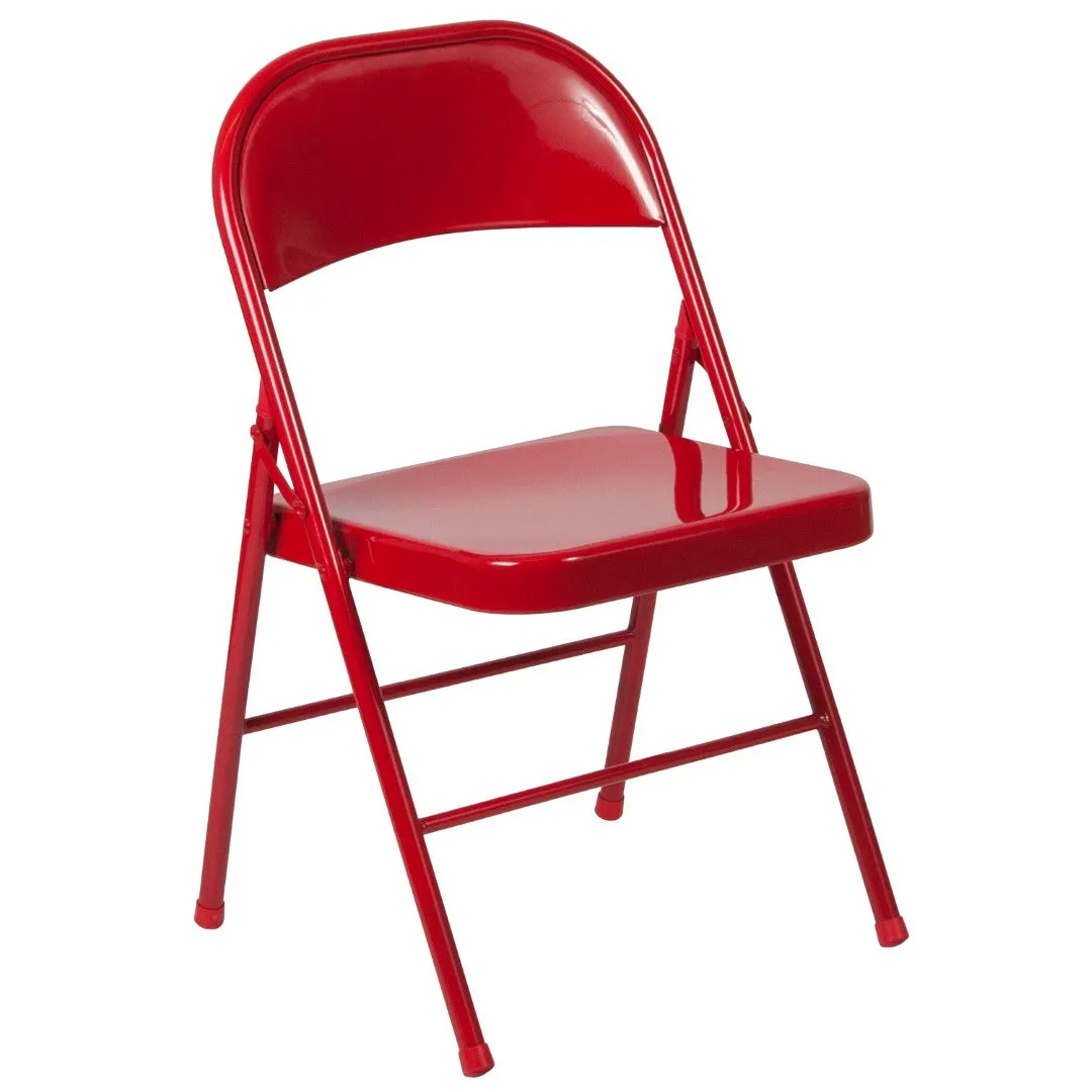 2-Pack Commercial Grade Folding Chairs, Double Braced Metal, Beige Finish