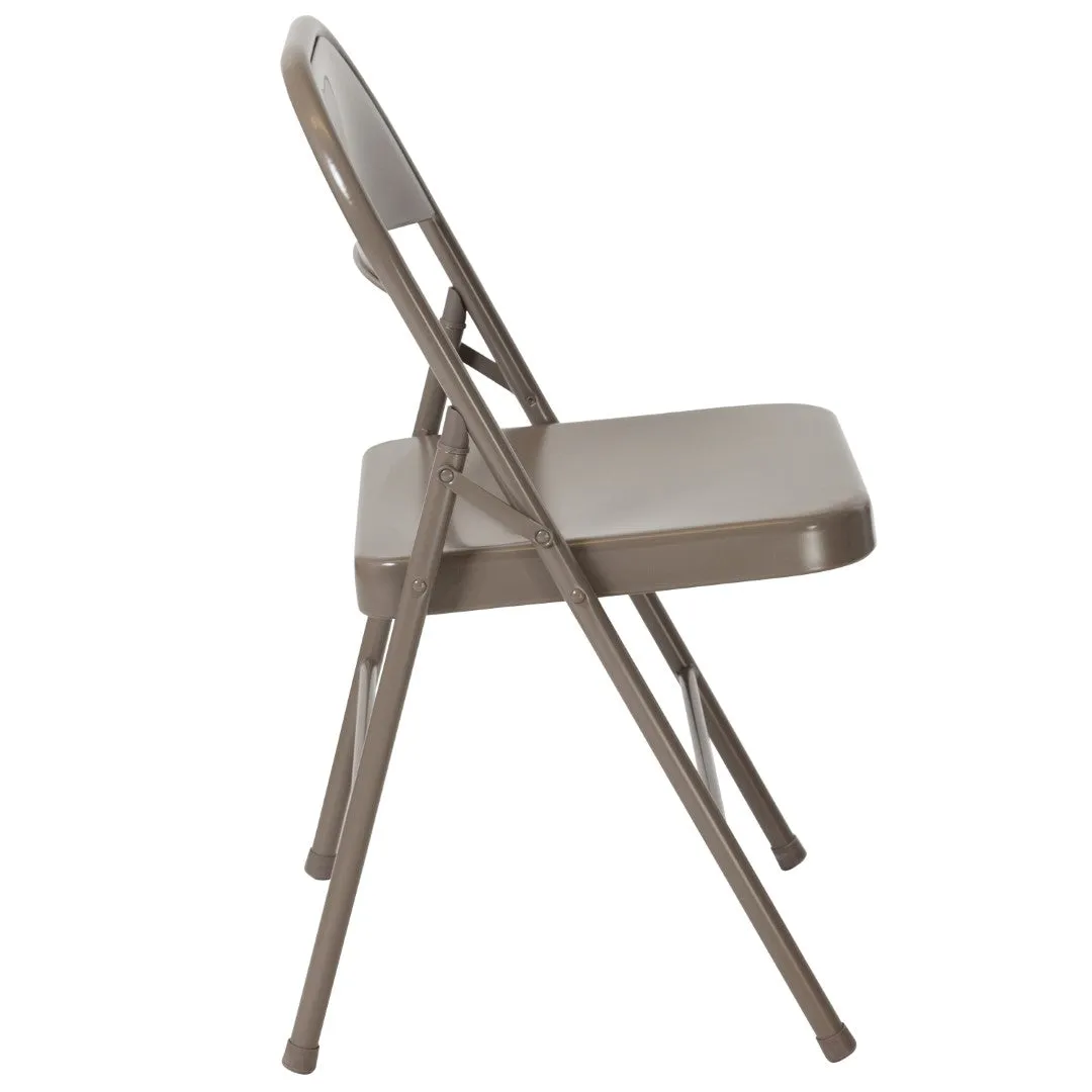 2-Pack Commercial Grade Folding Chairs, Double Braced Metal, Beige Finish