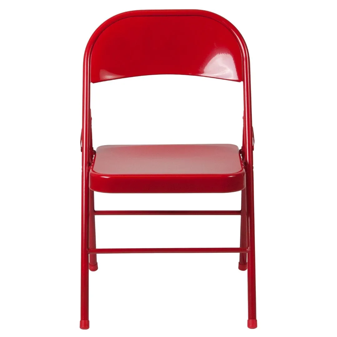 2-Pack Commercial Grade Folding Chairs, Double Braced Metal, Beige Finish