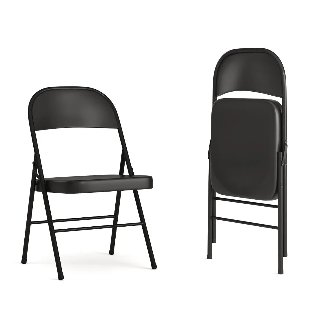 2-Pack Commercial Grade Folding Chairs, Double Braced Metal, Beige Finish