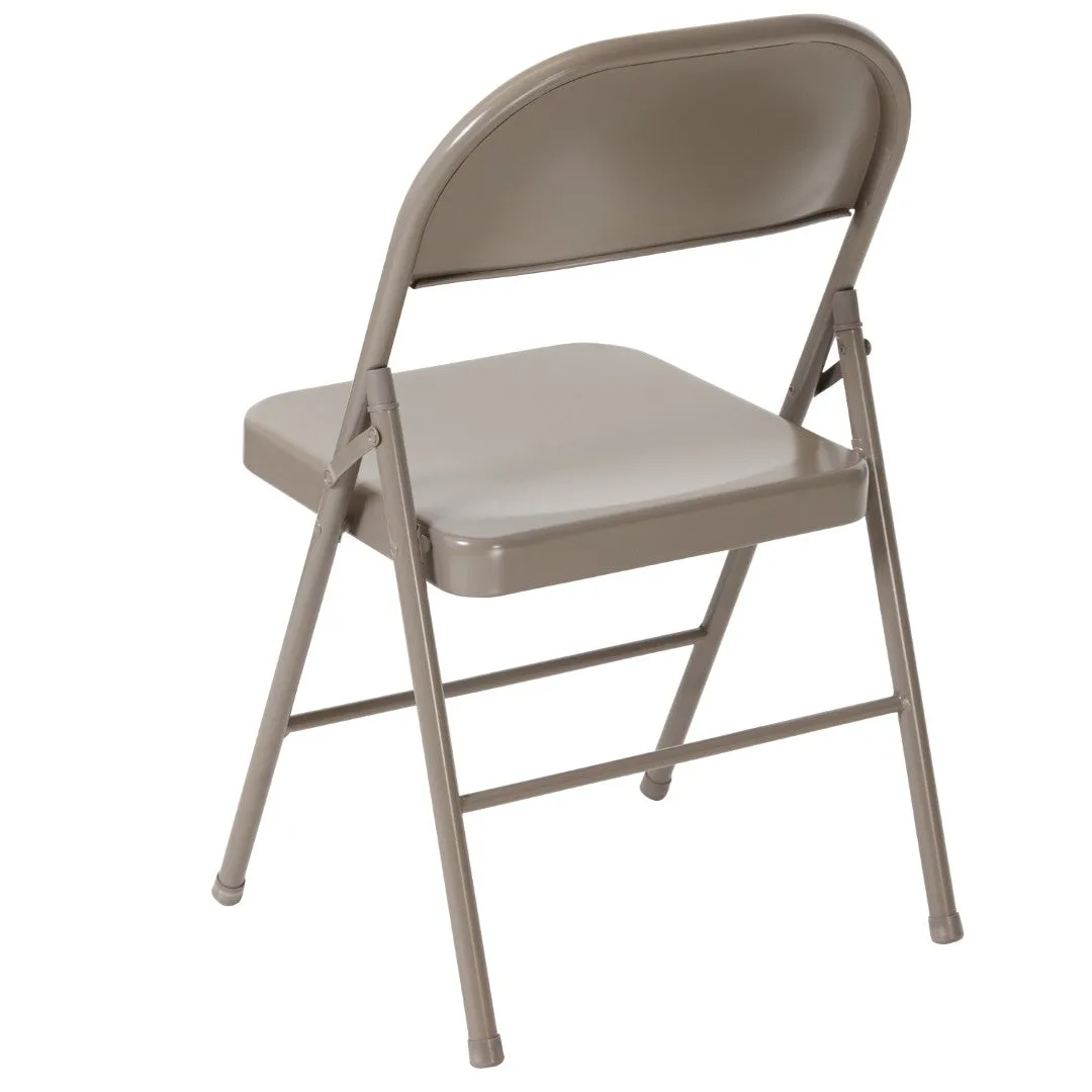 2-Pack Commercial Grade Folding Chairs, Double Braced Metal, Beige Finish