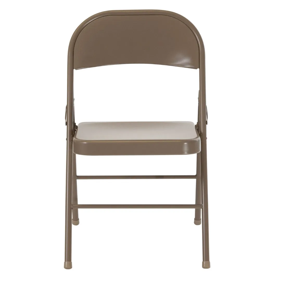 2-Pack Commercial Grade Folding Chairs, Double Braced Metal, Beige Finish