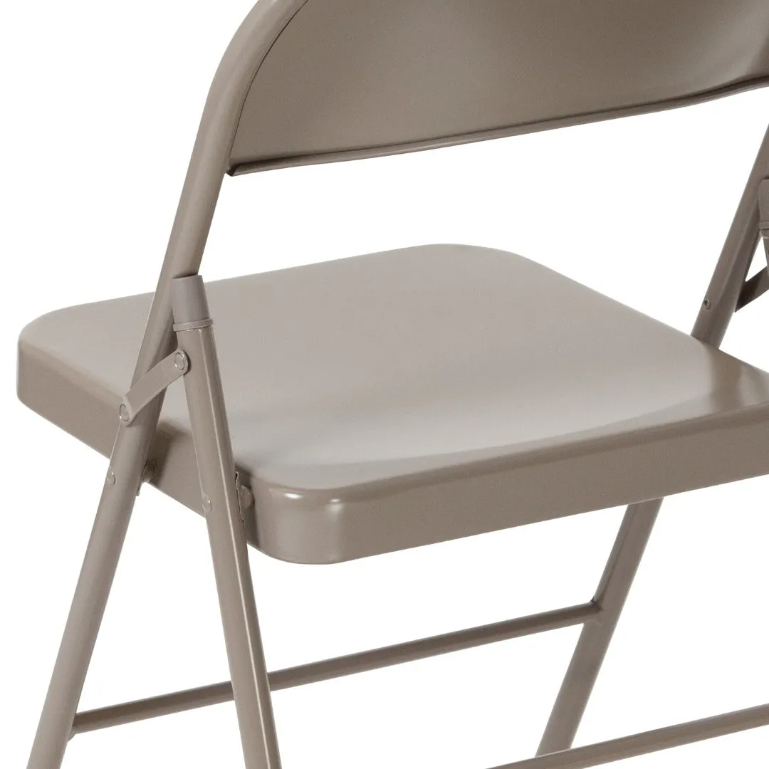 2-Pack Commercial Grade Folding Chairs, Double Braced Metal, Beige Finish