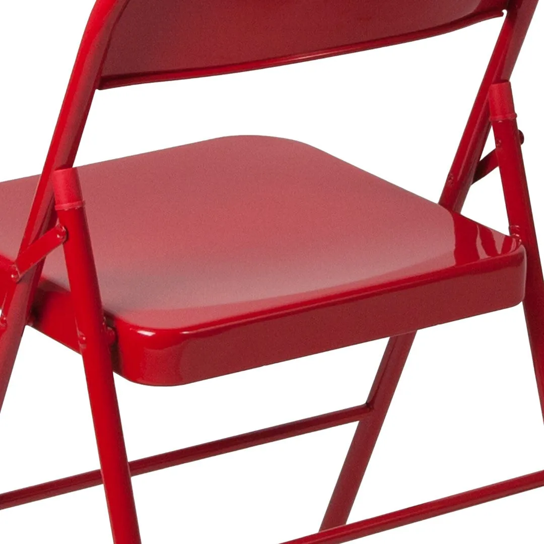2-Pack Commercial Grade Folding Chairs, Double Braced Metal, Beige Finish