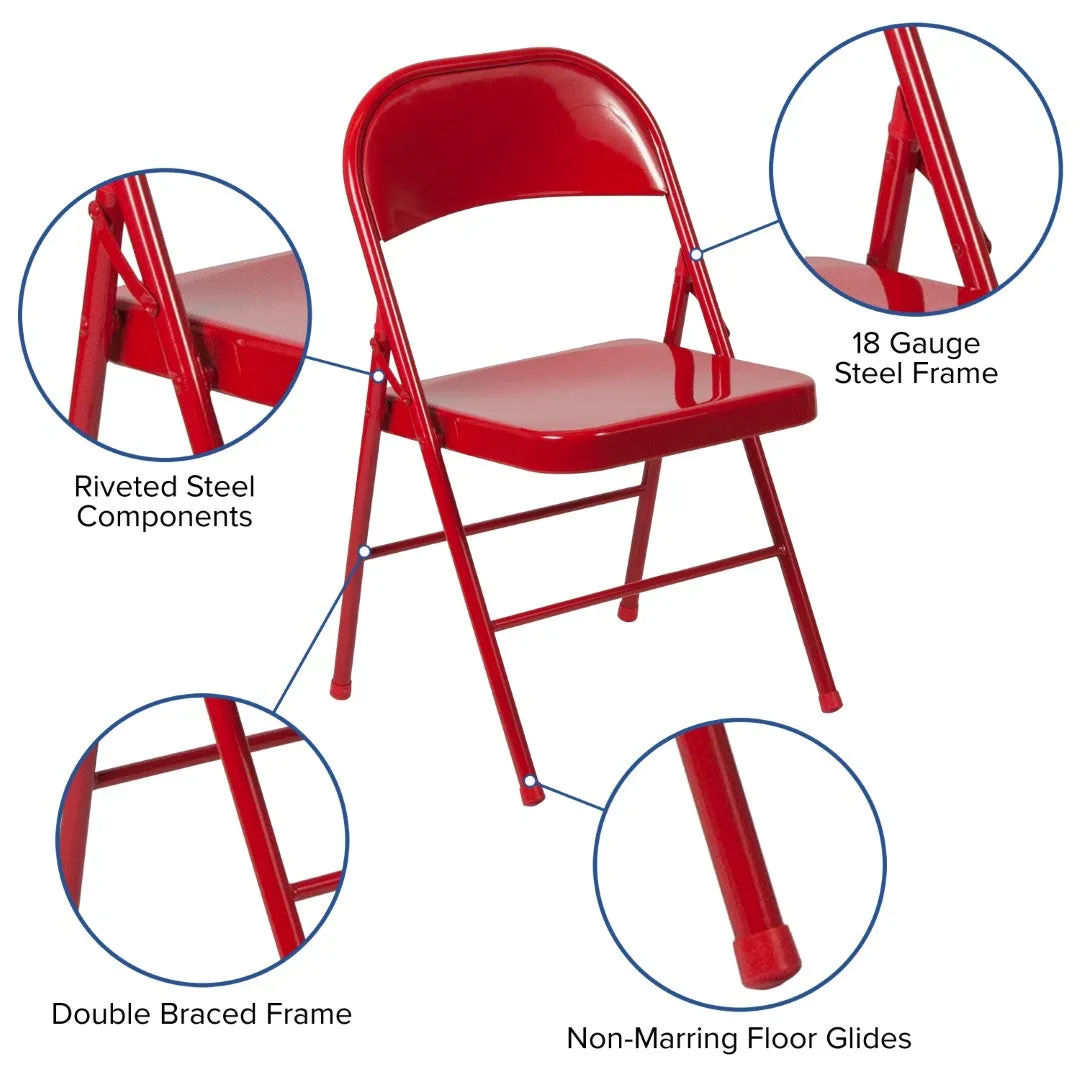 2-Pack Commercial Grade Folding Chairs, Double Braced Metal, Beige Finish