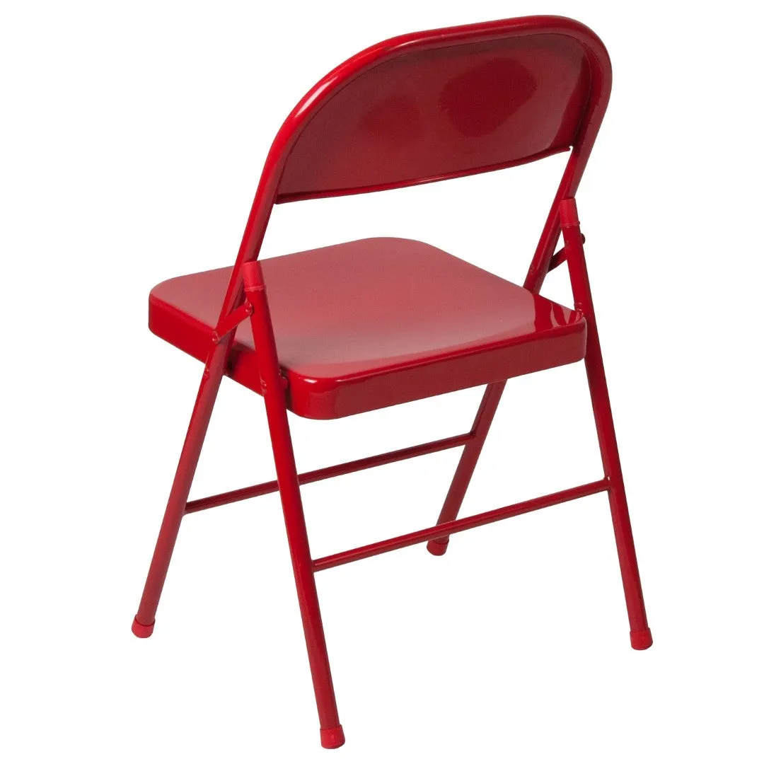 2-Pack Commercial Grade Folding Chairs, Double Braced Metal, Beige Finish