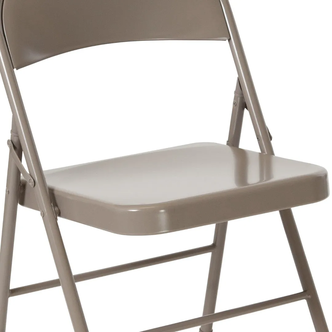 2-Pack Commercial Grade Folding Chairs, Double Braced Metal, Beige Finish