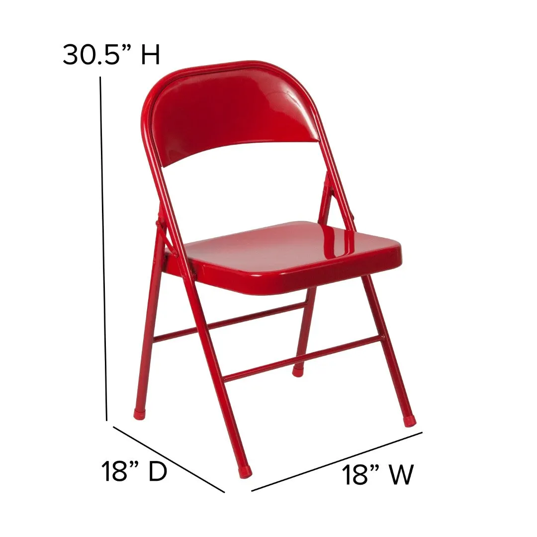 2-Pack Commercial Grade Folding Chairs, Double Braced Metal, Beige Finish