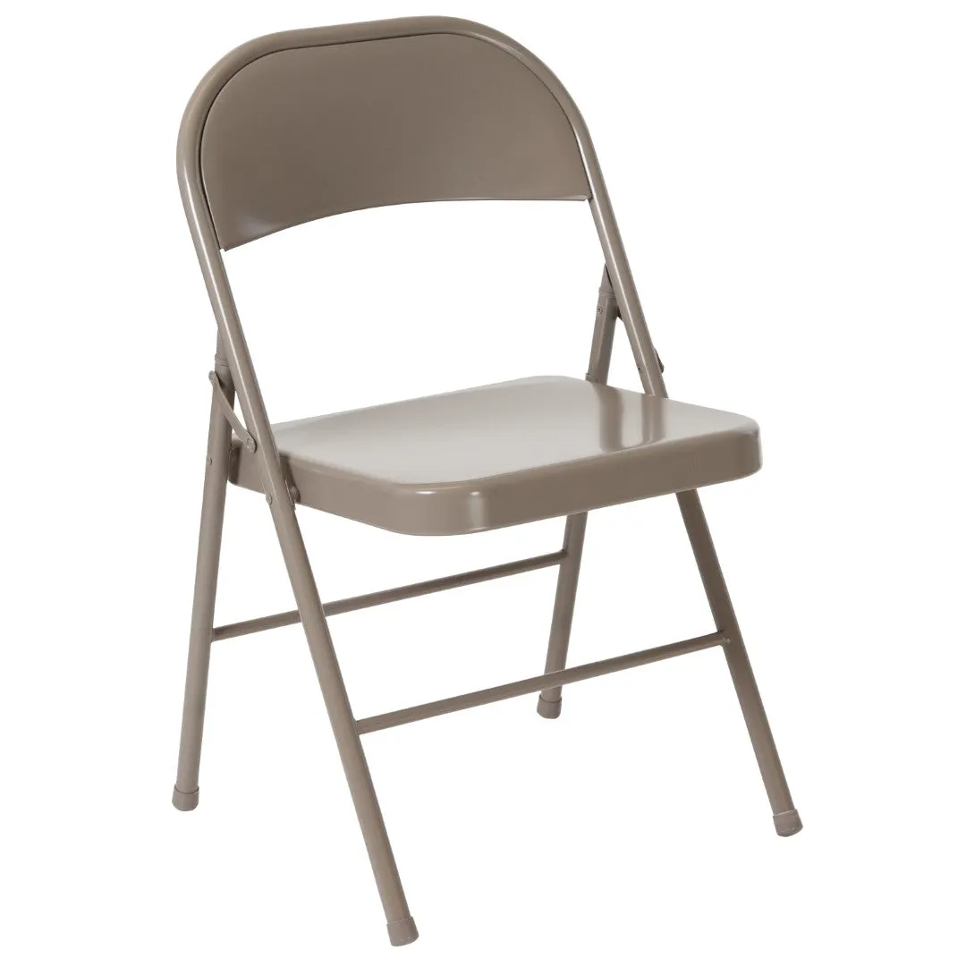 2-Pack Commercial Grade Folding Chairs, Double Braced Metal, Beige Finish