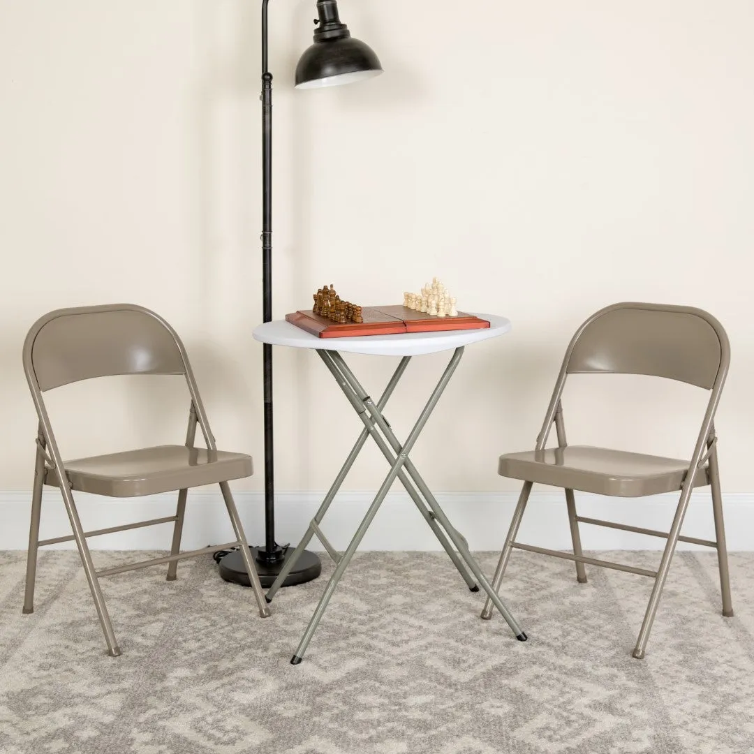 2-Pack Commercial Grade Folding Chairs, Double Braced Metal, Beige Finish
