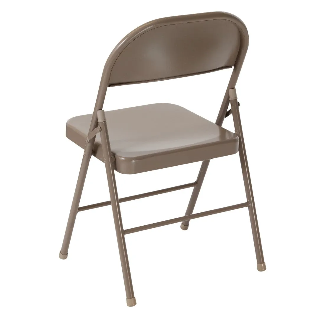 2-Pack Commercial Grade Folding Chairs, Double Braced Metal, Beige Finish