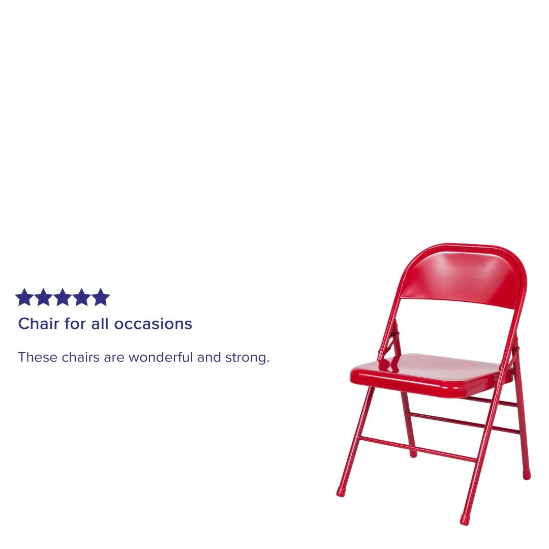 2-Pack Commercial Grade Folding Chairs, Double Braced Metal, Beige Finish