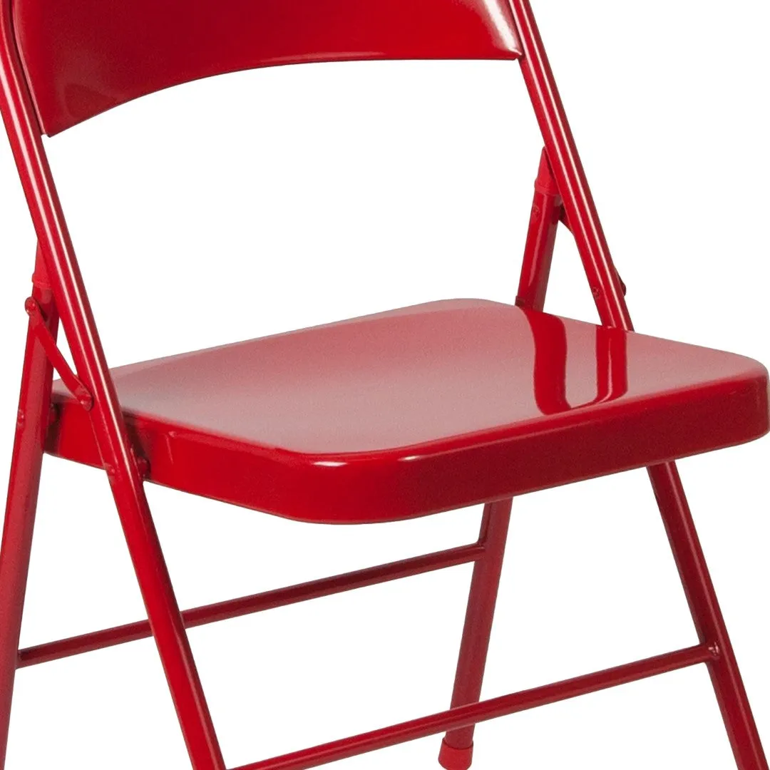 2-Pack Commercial Grade Folding Chairs, Double Braced Metal, Beige Finish