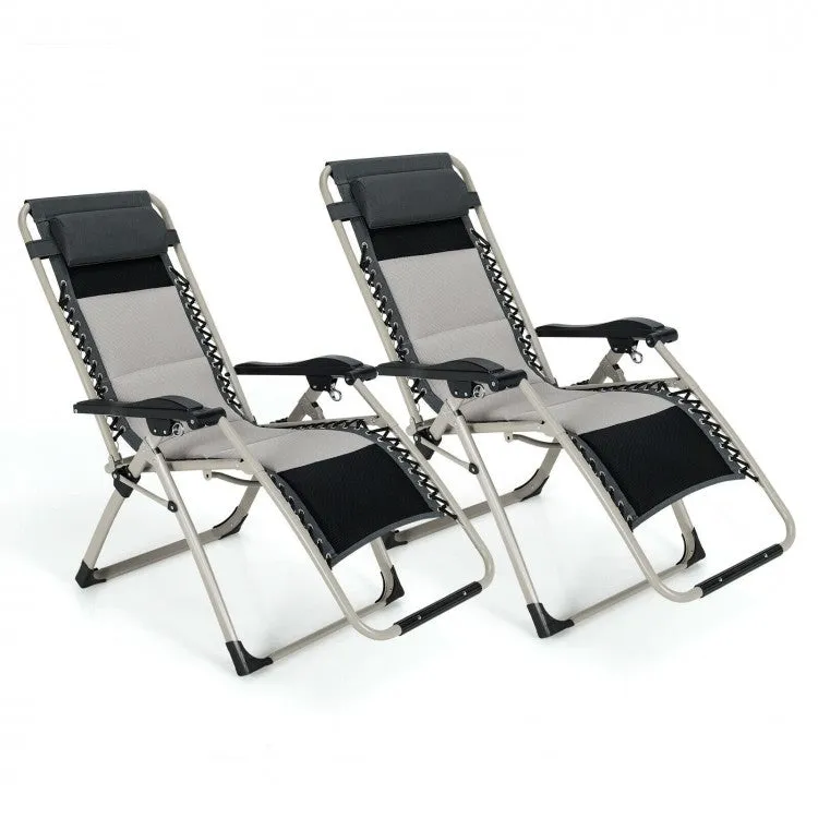 2 Padded Adjustable Zero Gravity Reclining Chairs