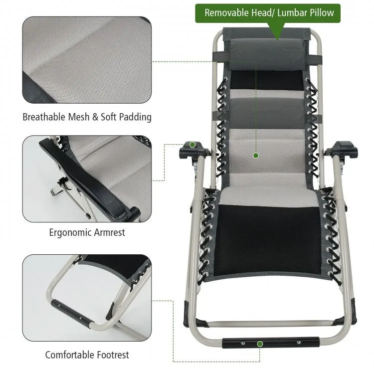 2 Padded Adjustable Zero Gravity Reclining Chairs