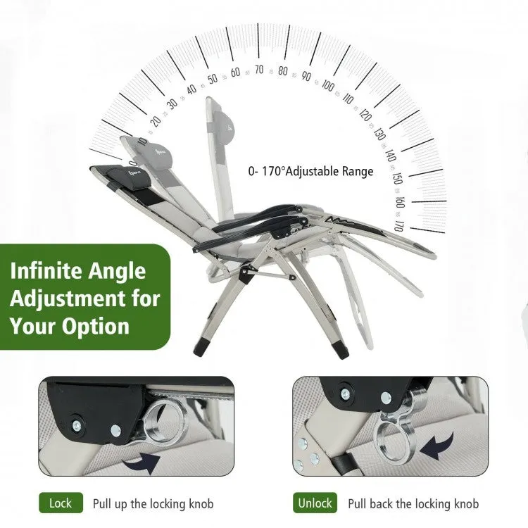 2 Padded Adjustable Zero Gravity Reclining Chairs
