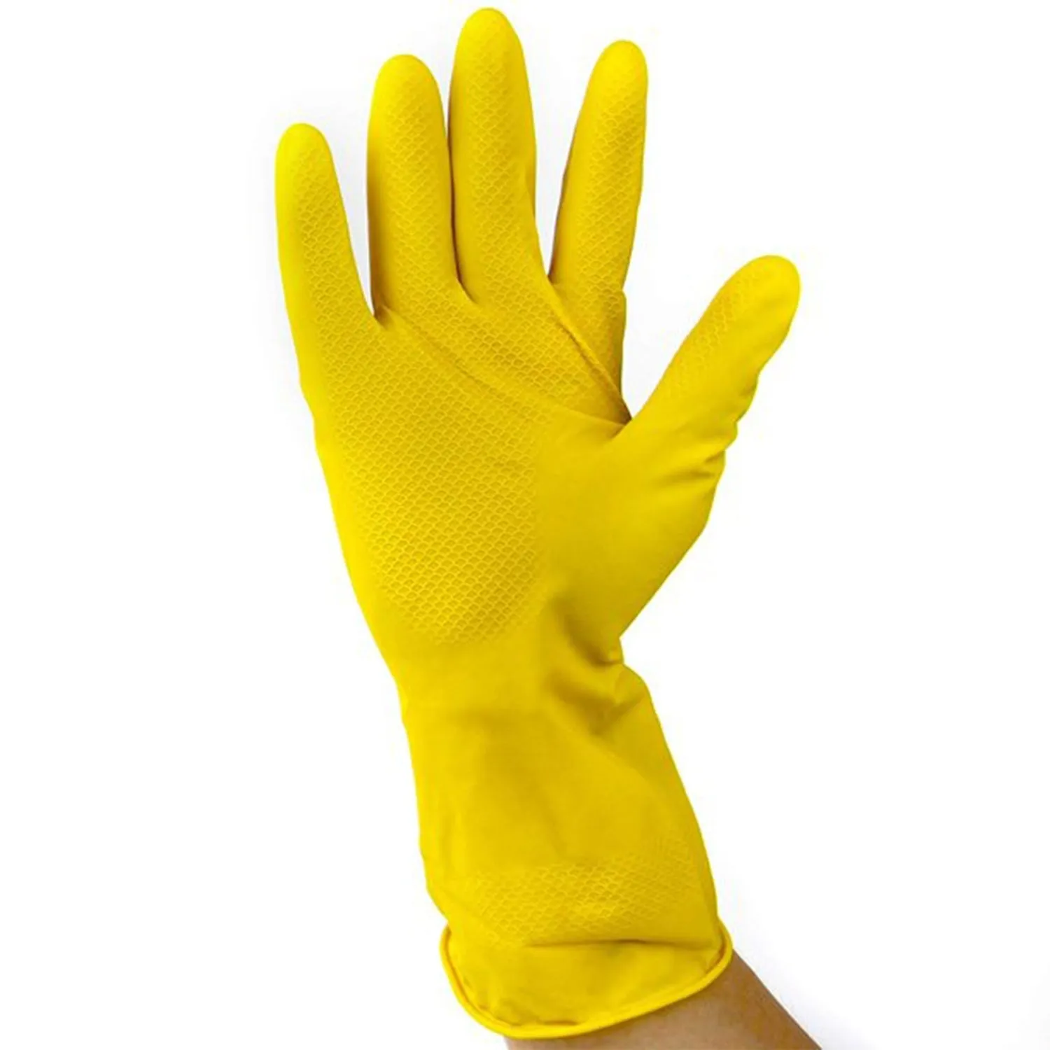 2 pair med yellow gloves For Types Of Purposes Like Washing Utensils, Gardening And Cleaning Toilet Etc.