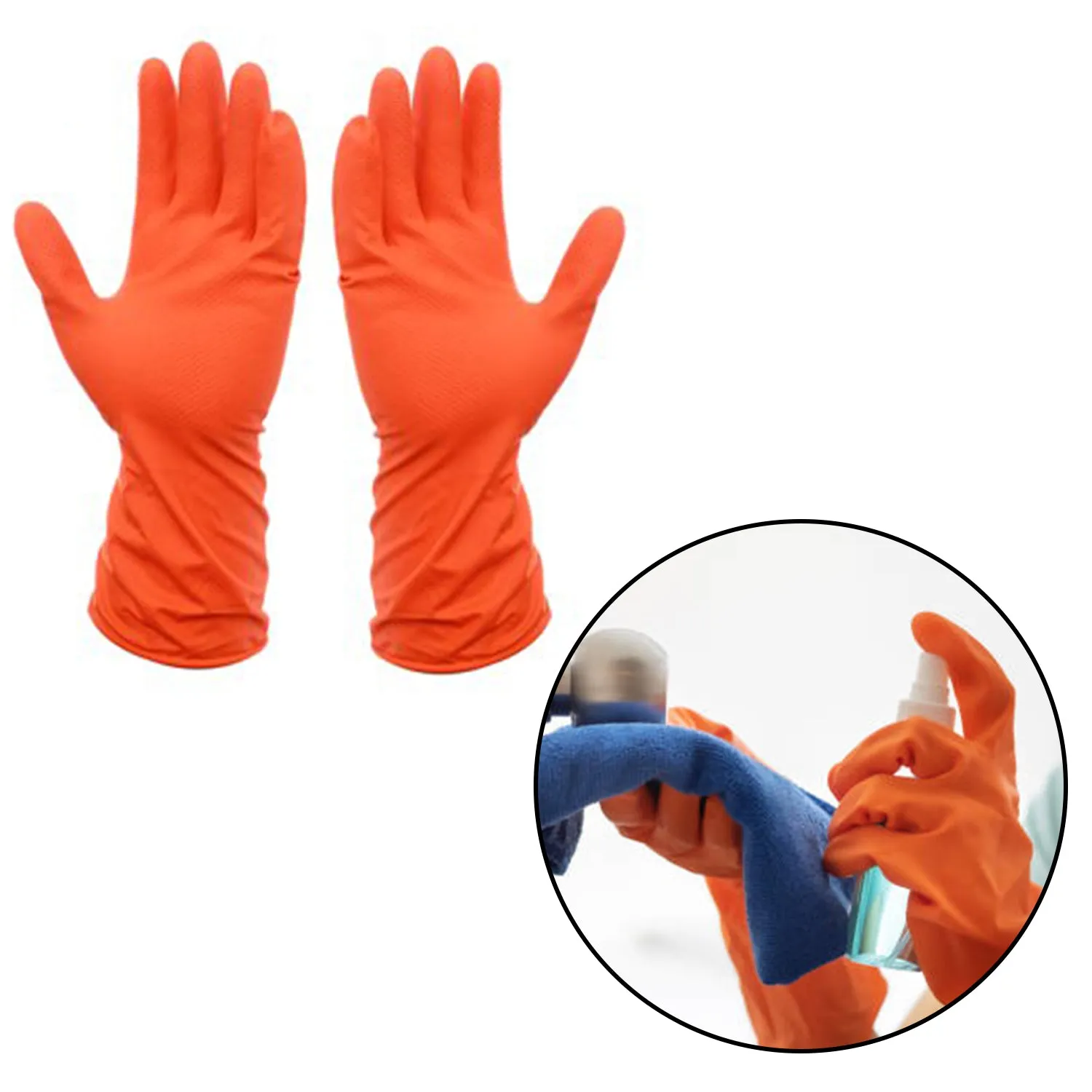 2 Pair Medium Orange  Gloves For Types Of Purposes Like Washing Utensils, Gardening And Cleaning Toilet Etc.