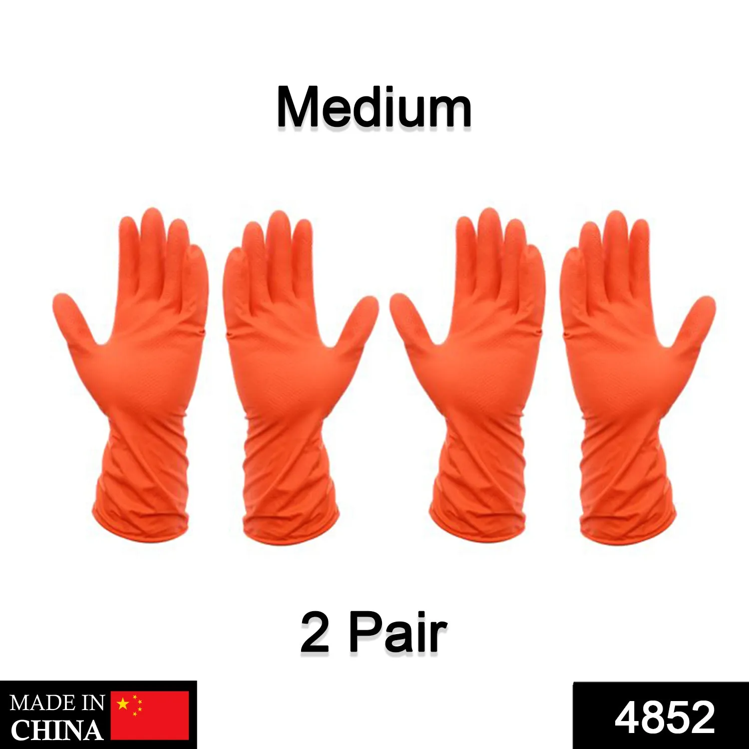 2 Pair Medium Orange  Gloves For Types Of Purposes Like Washing Utensils, Gardening And Cleaning Toilet Etc.