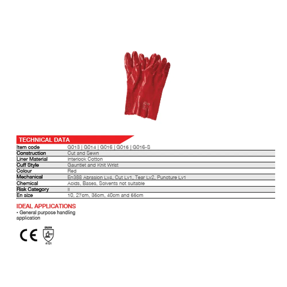 350mm 14'' Medium-duty Red PVC gloves Abrasion-Lv4