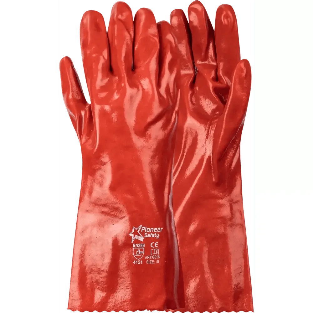 350mm 14'' Medium-duty Red PVC gloves Abrasion-Lv4