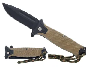 3" Black blade, 4.75" Sand Handle w/Belt Clip