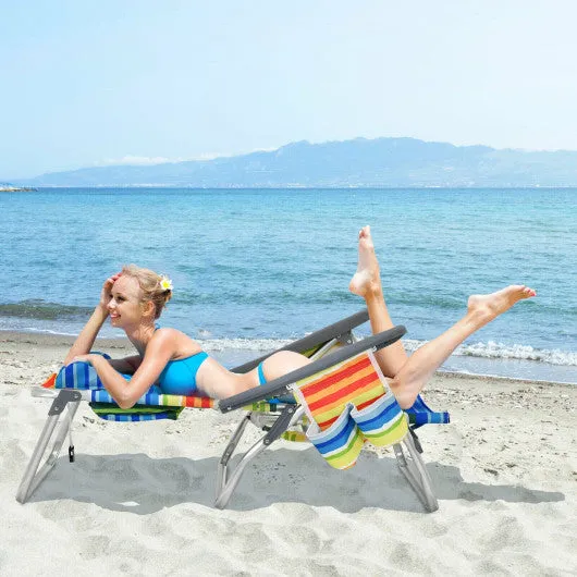 4-Pack 5-Position Outdoor Folding Backpack Beach Reclining Chair with Pillow-Yellow