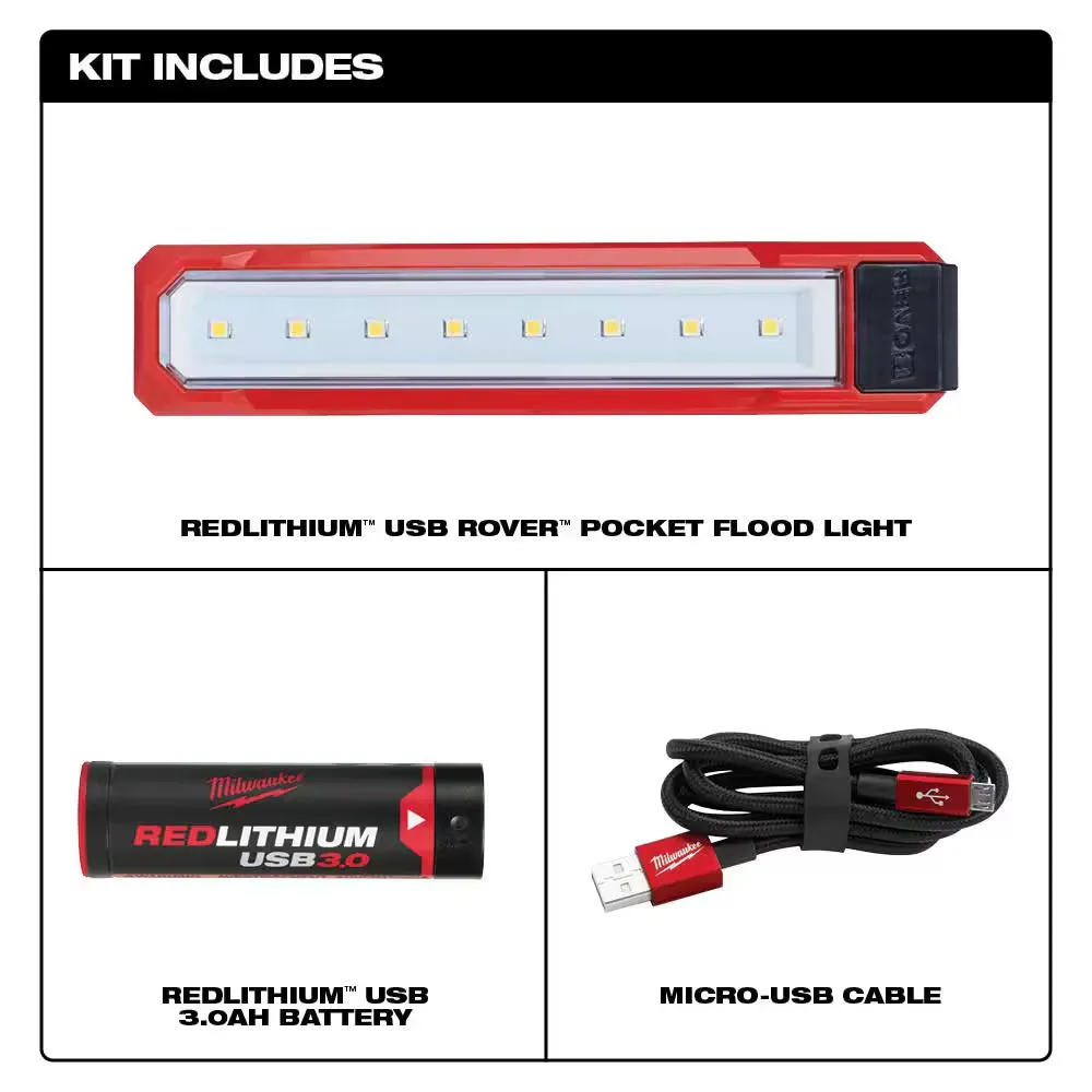 445 Lumens LED USB Rover Pocket Flood Light & 600 Lumens LED USB (2-Pack)