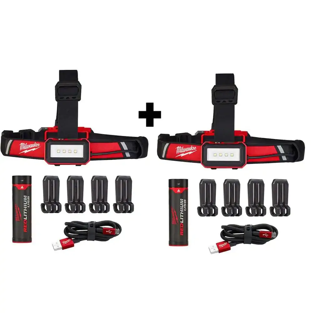 600 Lumens LED REDLITHIUM USB  Hard Hat Headlamp (2-Pack)