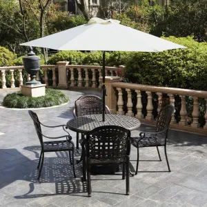 7.5ft Patio Umbrella with Push Button Tilt & Crank - Beige, UV Protection, Rust-Resistant