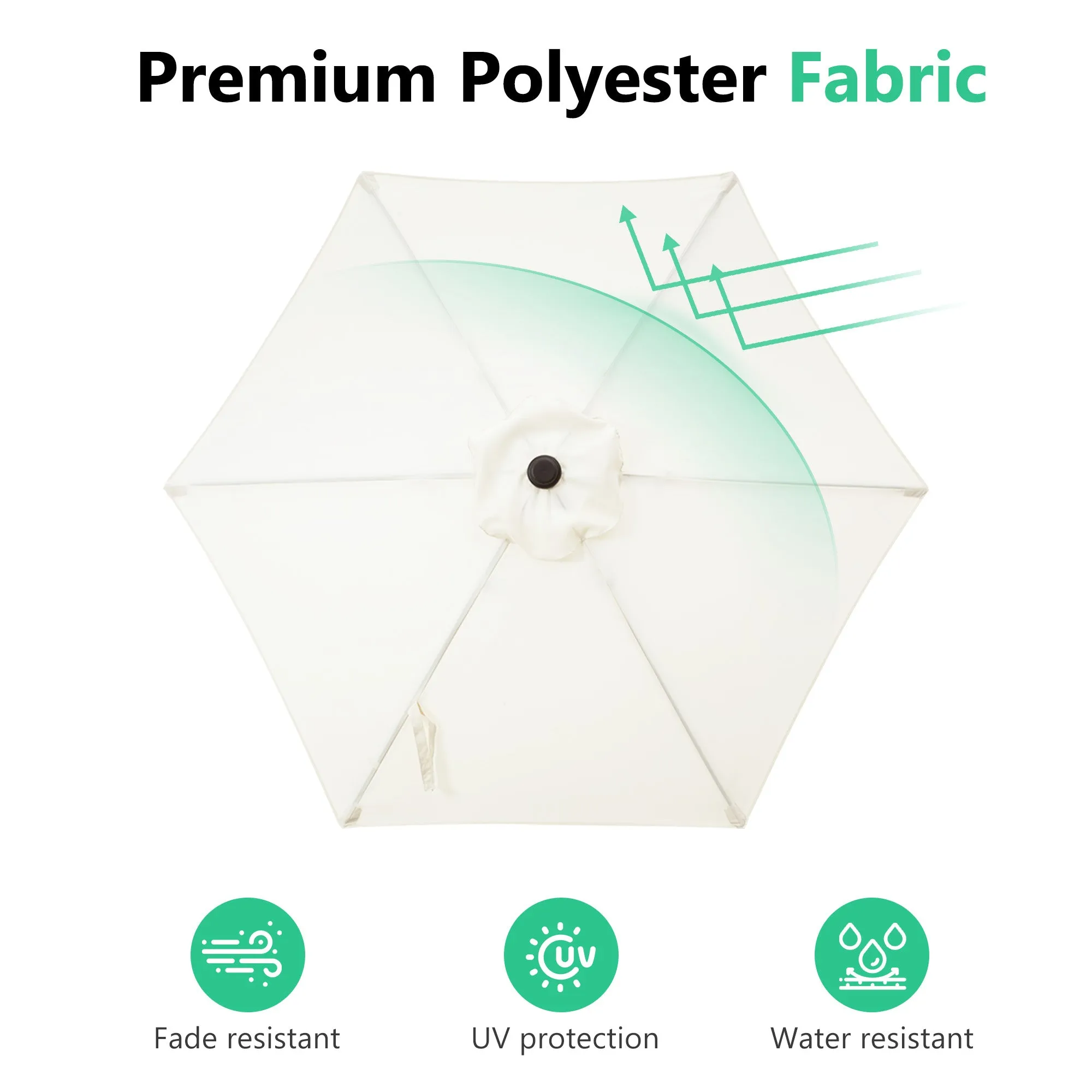 7.5ft Patio Umbrella with Push Button Tilt & Crank - Beige, UV Protection, Rust-Resistant