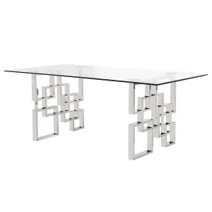 79" Polished Silver Rectangle Dining Table- Model Laguna