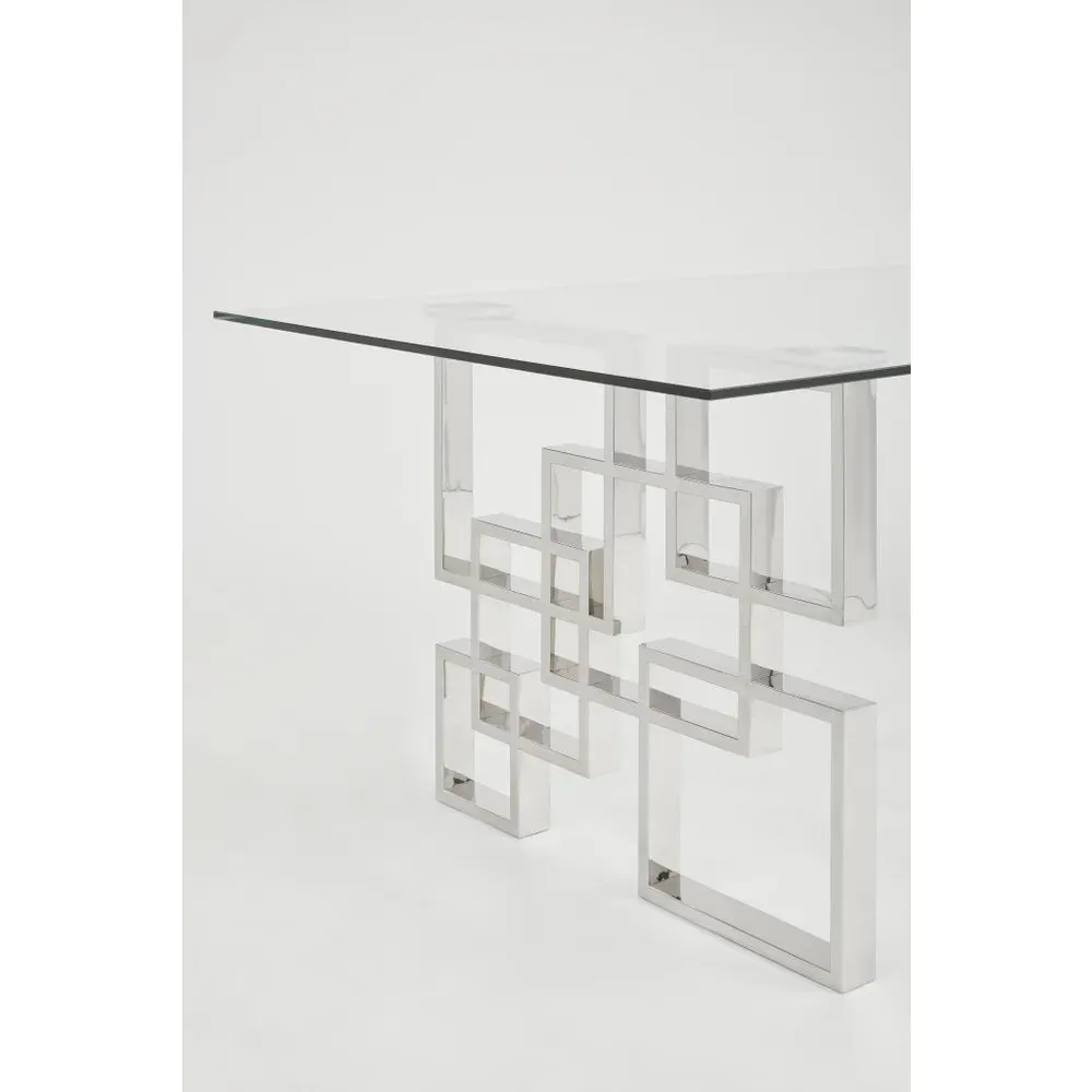 79" Polished Silver Rectangle Dining Table- Model Laguna