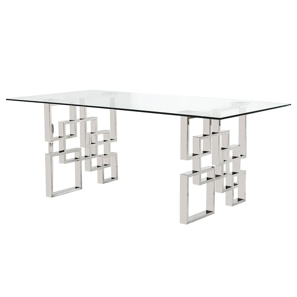 79" Polished Silver Rectangle Dining Table- Model Laguna