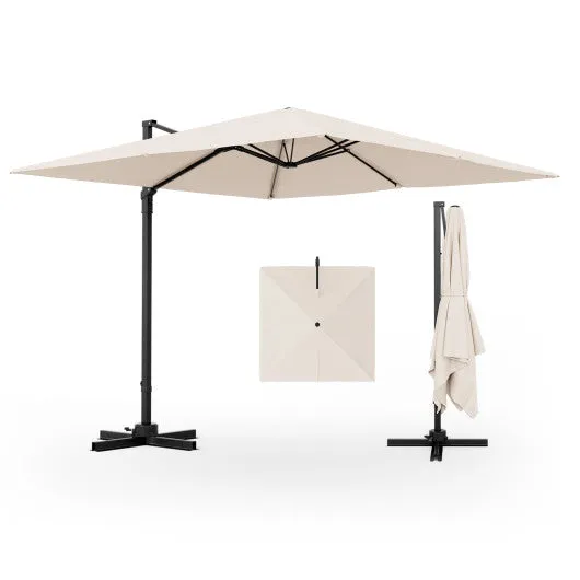 9.5 Feet Square Patio Cantilever Umbrella with 360° Rotation-Beige