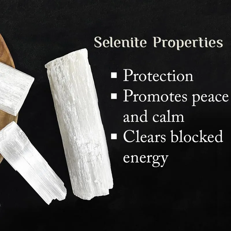 9Dzine Selenite Crystal Raw Stone Original Selenite Raw Gemstone 200 Gm Crystal Selenite Rough Raw Stone Material for Reiki Vastu Meditation Crystal at Home Décor