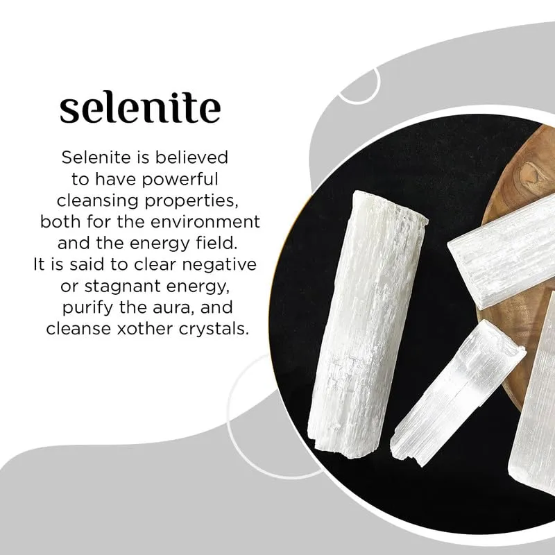 9Dzine Selenite Crystal Raw Stone Original Selenite Raw Gemstone 200 Gm Crystal Selenite Rough Raw Stone Material for Reiki Vastu Meditation Crystal at Home Décor