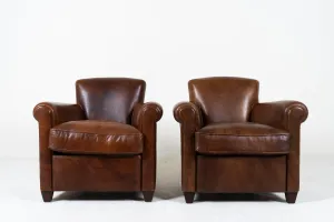A Pair of Lamb Leather Chairs, France, Newly Made