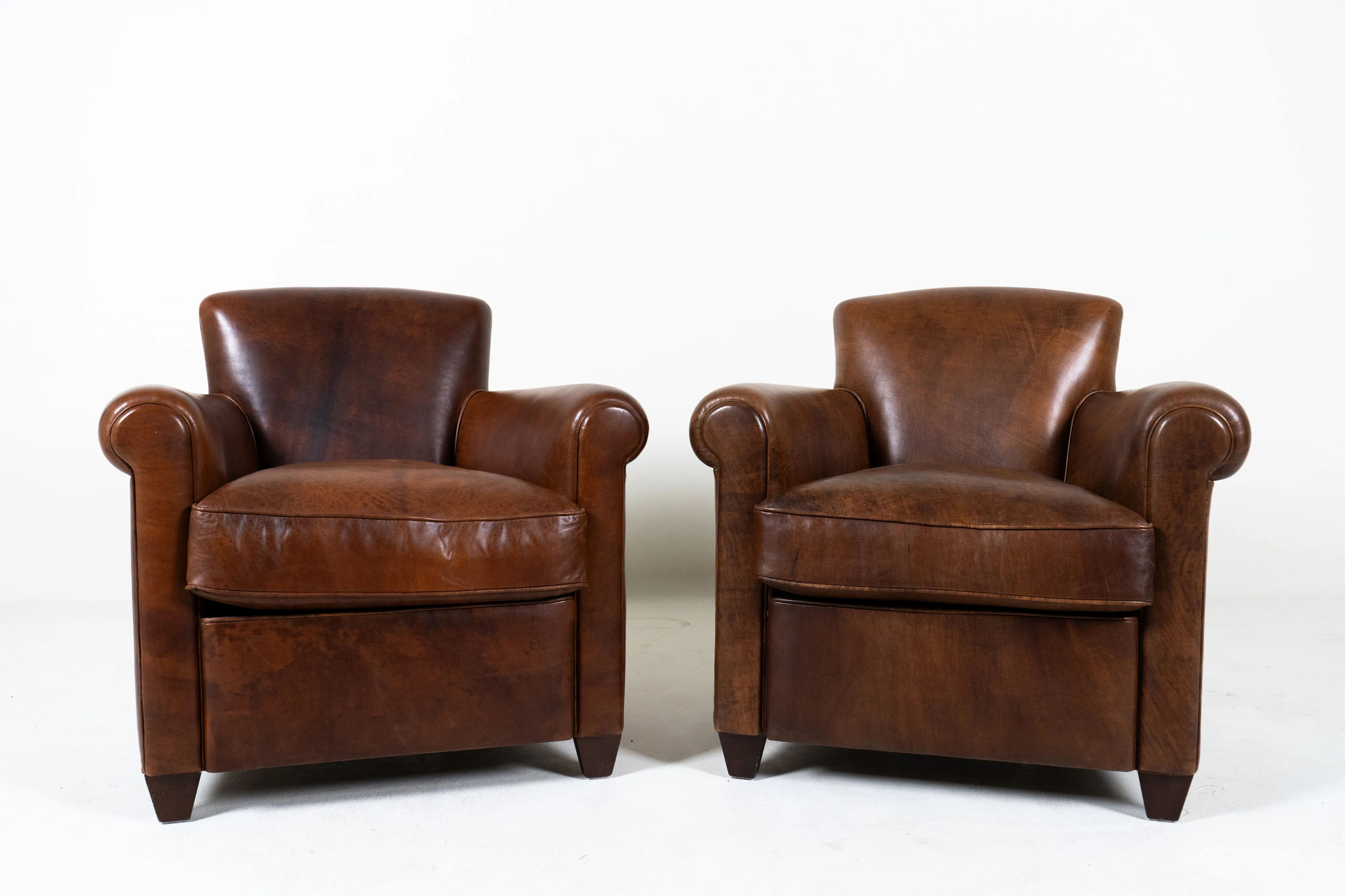 A Pair of Lamb Leather Chairs, France, Newly Made