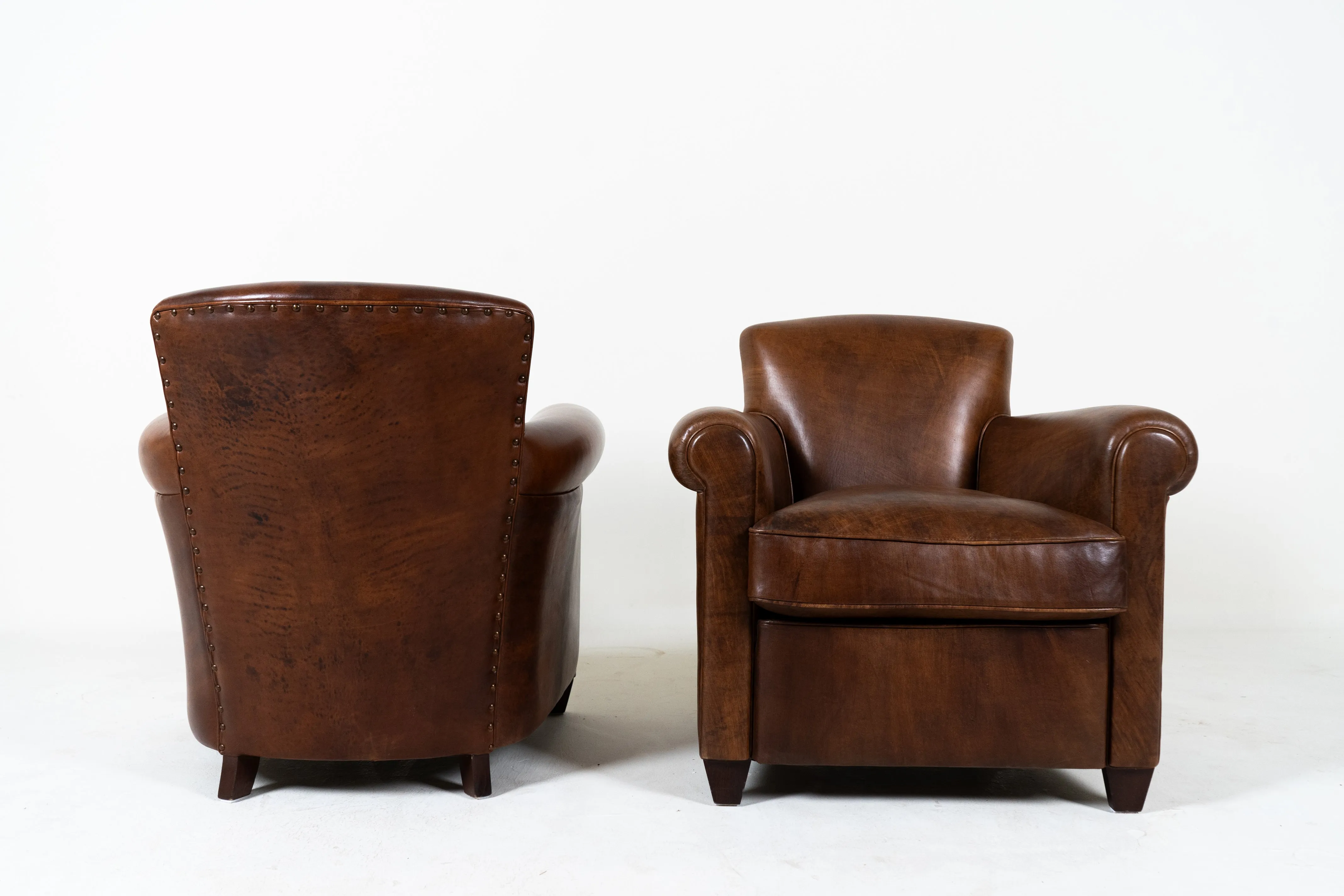 A Pair of Lamb Leather Chairs, France, Newly Made